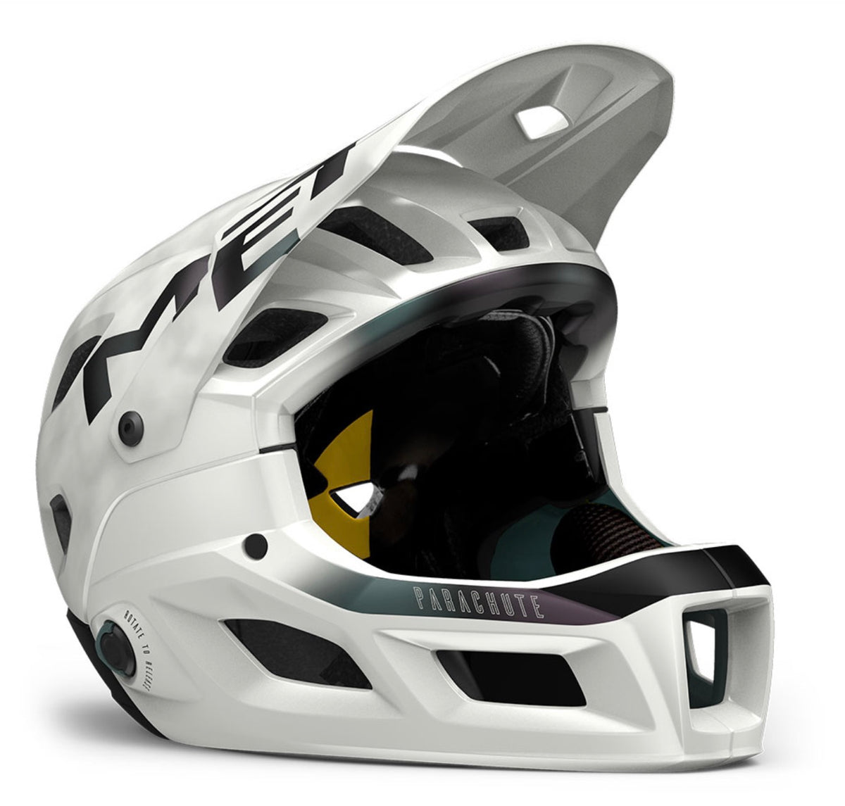 Met Casco Parachute MCR Mips CE Blanco Iridiscente